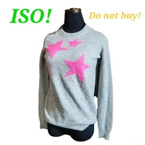 ISO! Do not buy! Neiman Marcus Grey with Pink Stars Cashmere Sweater